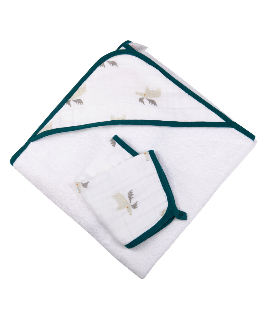 Hooded Towel & Washcloth Set - Mister Moose