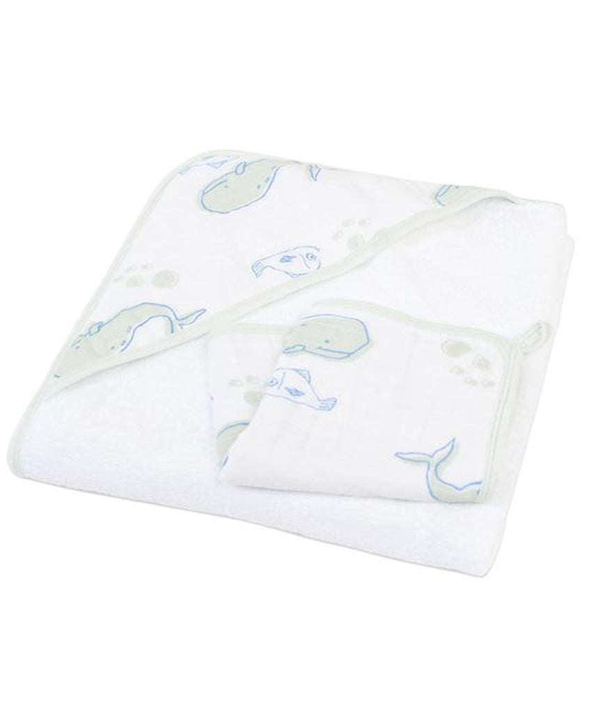 Hooded Towel & Washcloth Set - Ocean