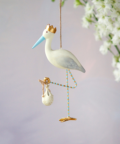 Royal Stork Ornament - Blue