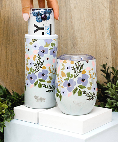 Slim Can Cooler - Periwinkle Floral