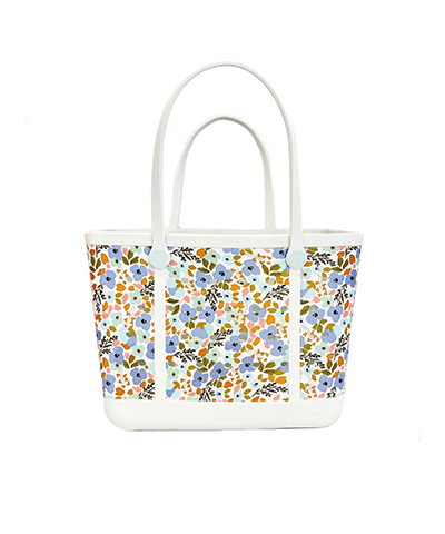 Carry It All Rubber Tote Bag - Blue Floral
