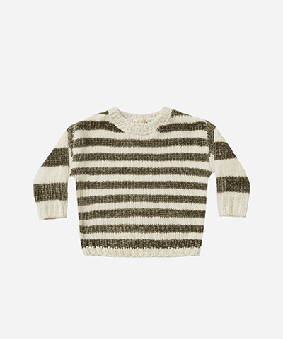 Chenille Sweater - Olive Stripe
