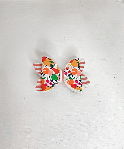 Storybook Bow - Fruit/Coral Stripe