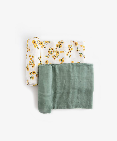 Deluxe Muslin Swaddle 2 Pack - Ditsy Sunflower