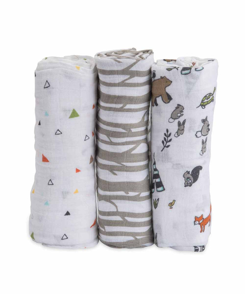 Cotton Swaddle 3 Pack - Forest Friends