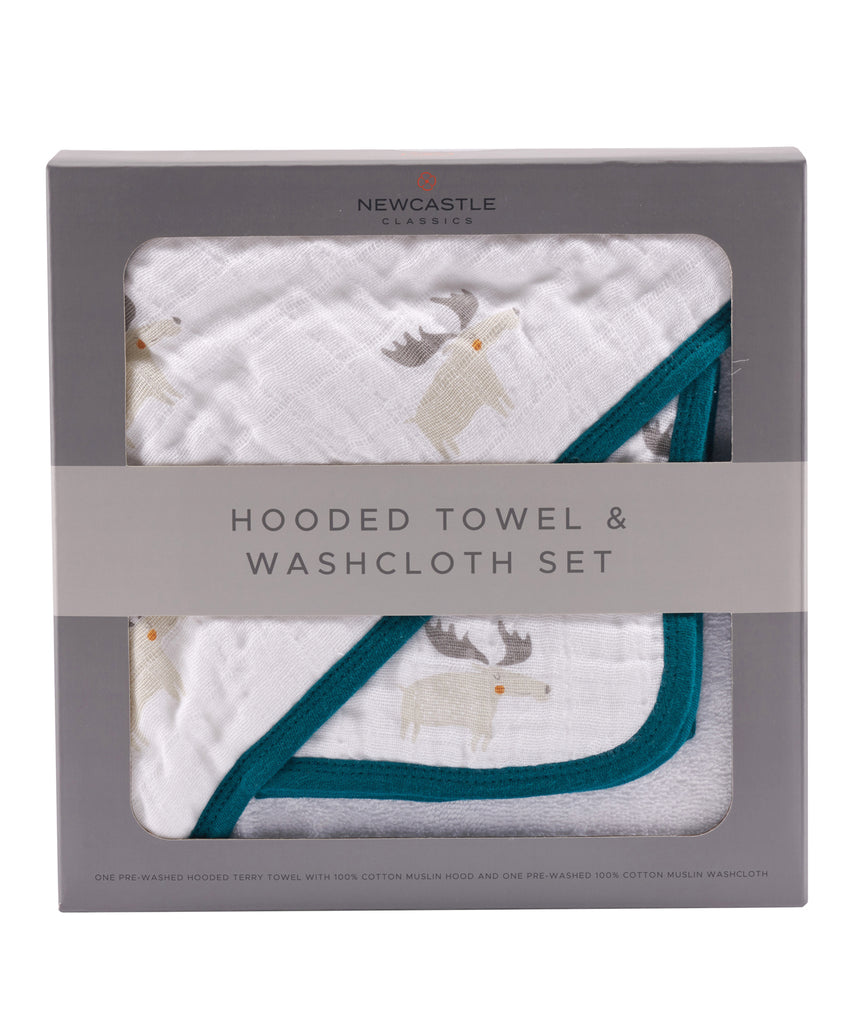 Hooded Towel & Washcloth Set - Mister Moose