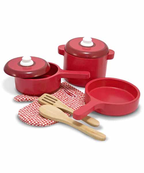 Wooden Kitchen Accessory Set - Pots & Pans