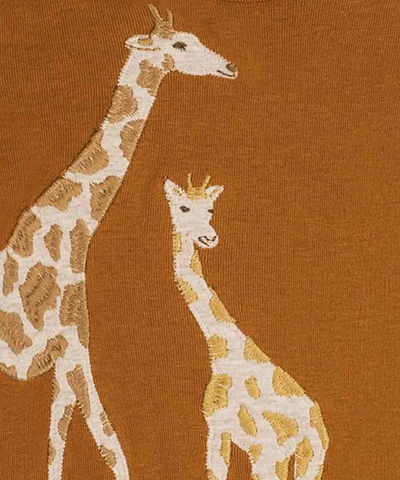 Long Sleeve Onesie - Giraffe Applique
