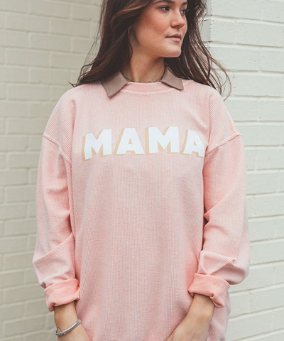 Mama Cord Sweatshirt - Pink