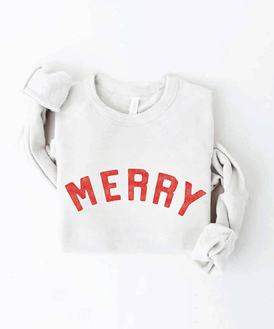 Merry Adult Sweatshirt - Vintage White/Red