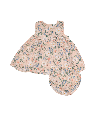 Kimono Dress & Diaper Cover - Pastel Flowers