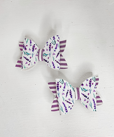 2 Pack Storybook Bows - Violet Stripe/Floral