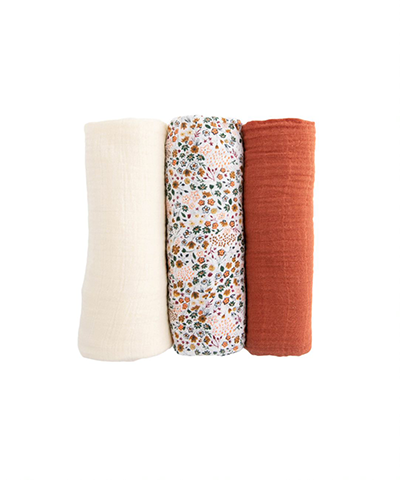 Cotton Muslin Swaddle 3 Pack - Pressed Petals