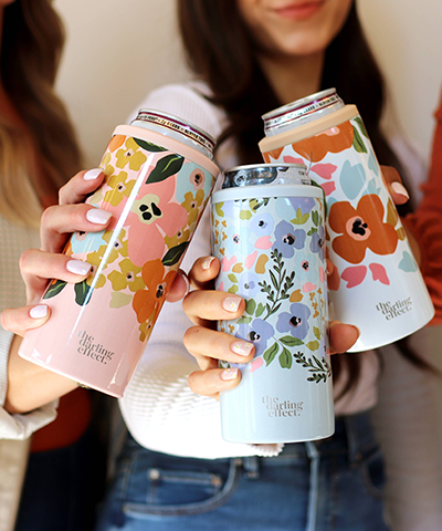 Slim Can Cooler - Periwinkle Floral