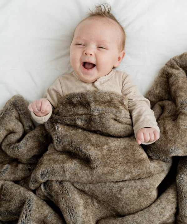 Timberwolf Grand Faux Fur Receiving Blanket
