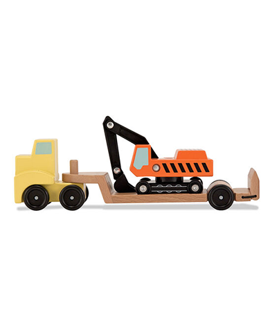 Trailer & Excavator Wooden Toy Set
