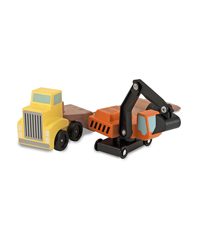 Trailer & Excavator Wooden Toy Set