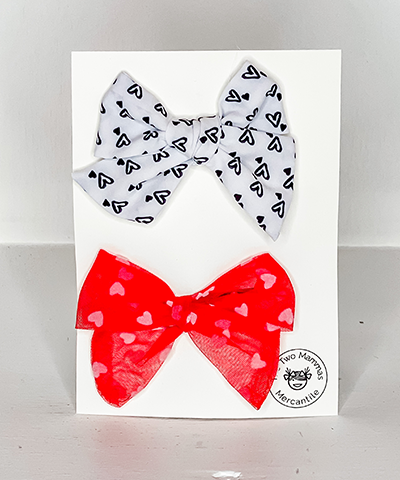Valentine's Day Clip 2 Pack - Black/White Hearts & Red Sheer Hearts