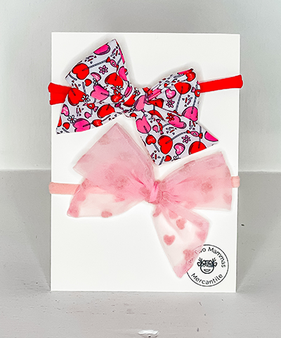 Valentine's Day Headband 2 Pack - Candy Mix & Sheer Light Pink Hearts